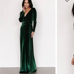 Baltic Born Esmeralda Velvet Wrap Maxi Dress Forest Green XL